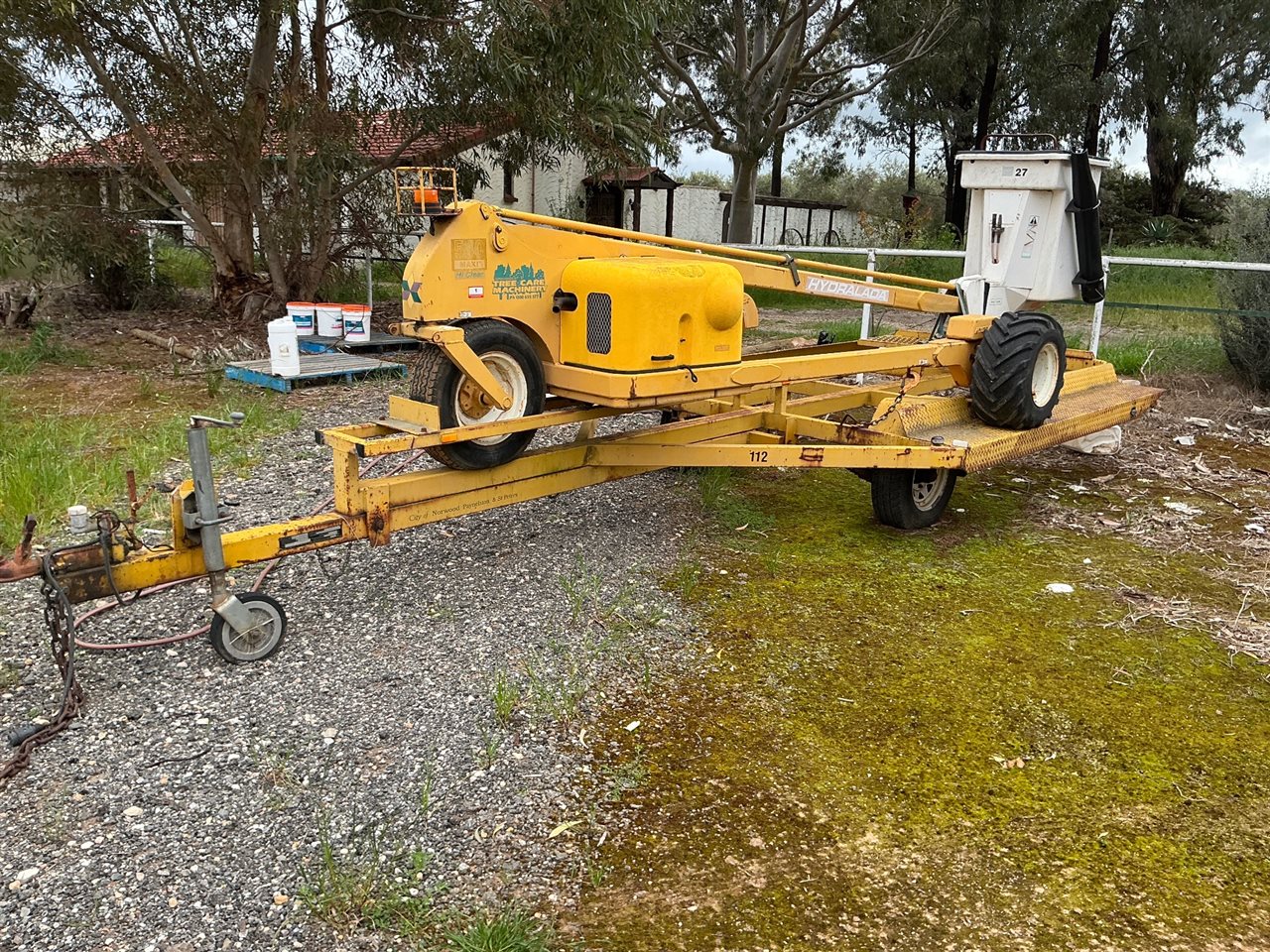 Hydra Ladder on Trailer -5 Metre Platform Height - Kohler Petrol Motor 1434 Hours Showing / Hydraulic Operated - Trailer Manufactured By Tree Care Machinery - Model Hyd -540 - Year 05/05 Trailer Registration Number S286 Tgw -Sold Unregistered -- (Collect From Penfield Gardens )
