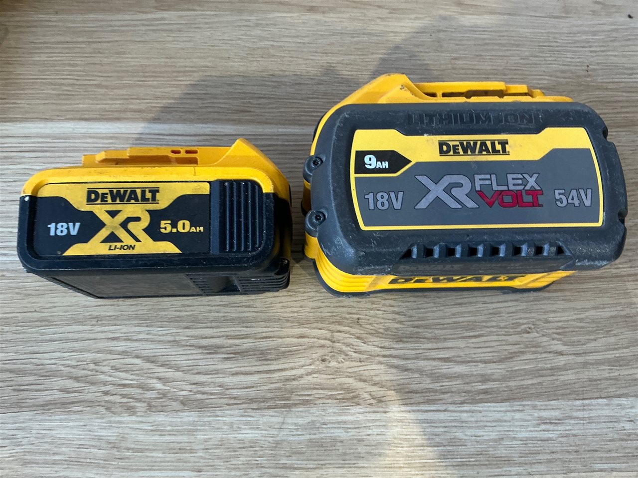 Dewalt Batteries x 2 - 9 Ah 18v/54v and 18 V 5.0 Ah