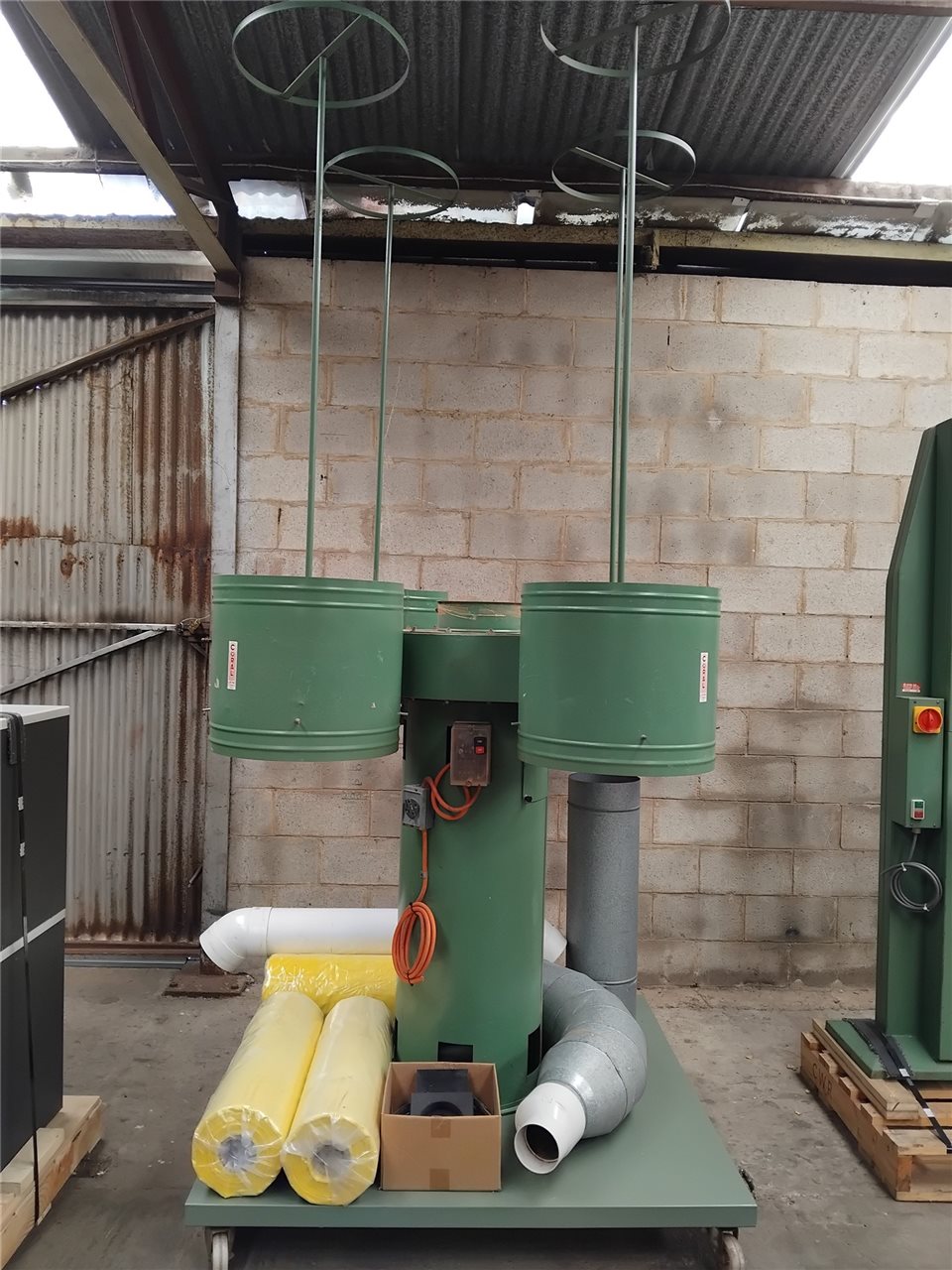 Dust Collector 4 Bag 500mm Diameter 5.5hp 3 Phase with Pipes & Disposable Plastic Lower Collection Bags, No Upper Filters, 3060mm Total Height - ( Collection From Blair Athol)