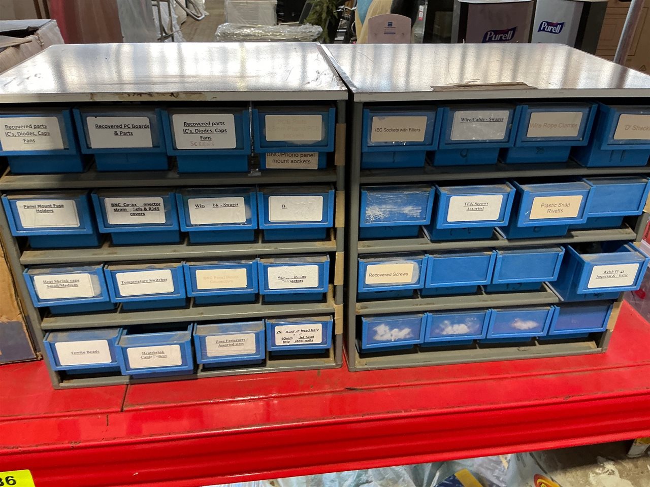 Part Drawer  Containers with Contents of Shackles Tech Screws Welsh Plugs