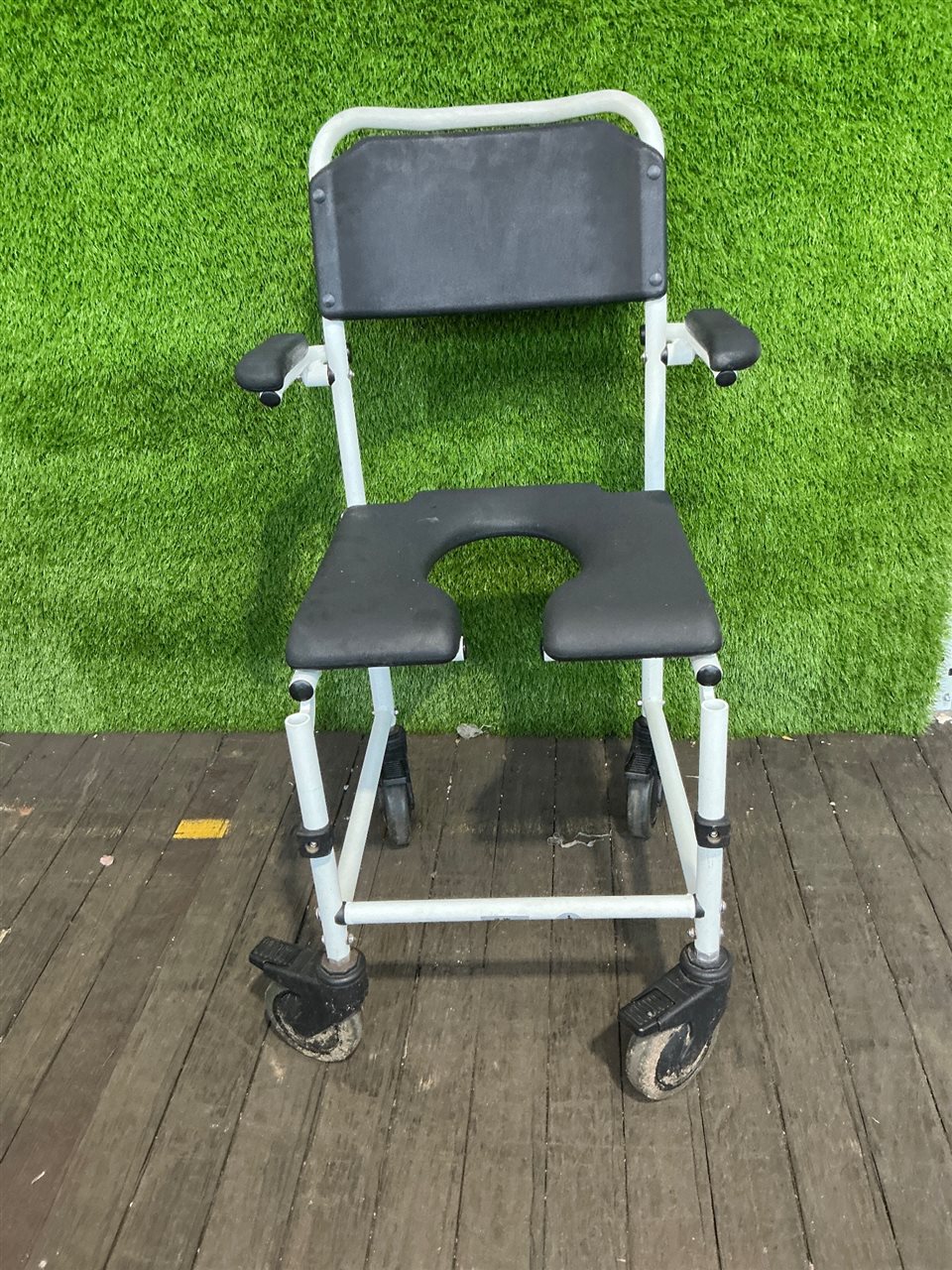 Mobile Shower Commode Chair C200C, White Frame