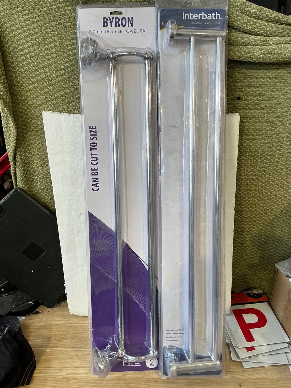 Towel Rails -Quantity of 2 @ Double Chrome  -  750 mm / 780 mm Wide