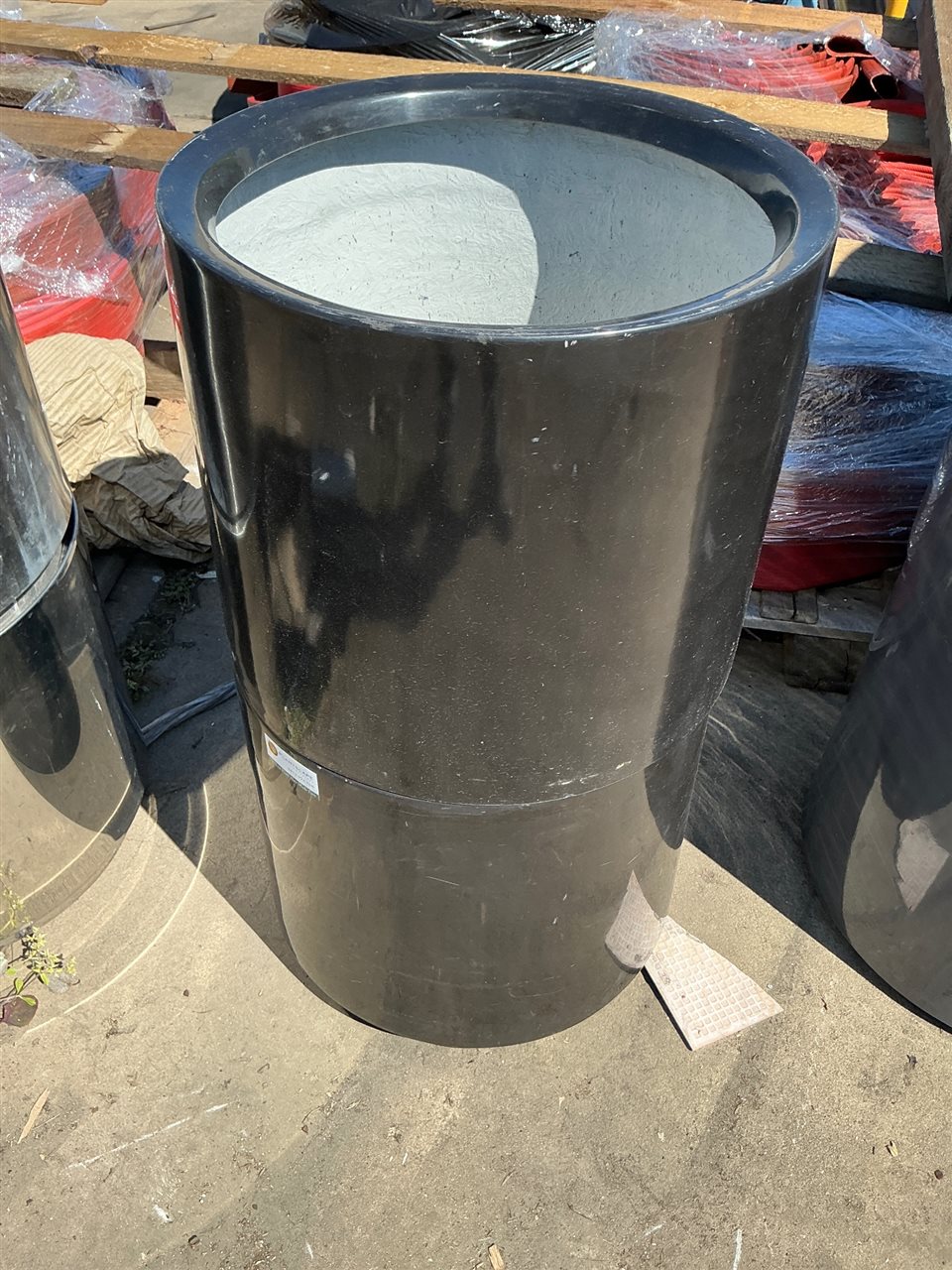 Pot Planters -Quantity of 2 -  Round Black Fibreglass  450 x400 mm H