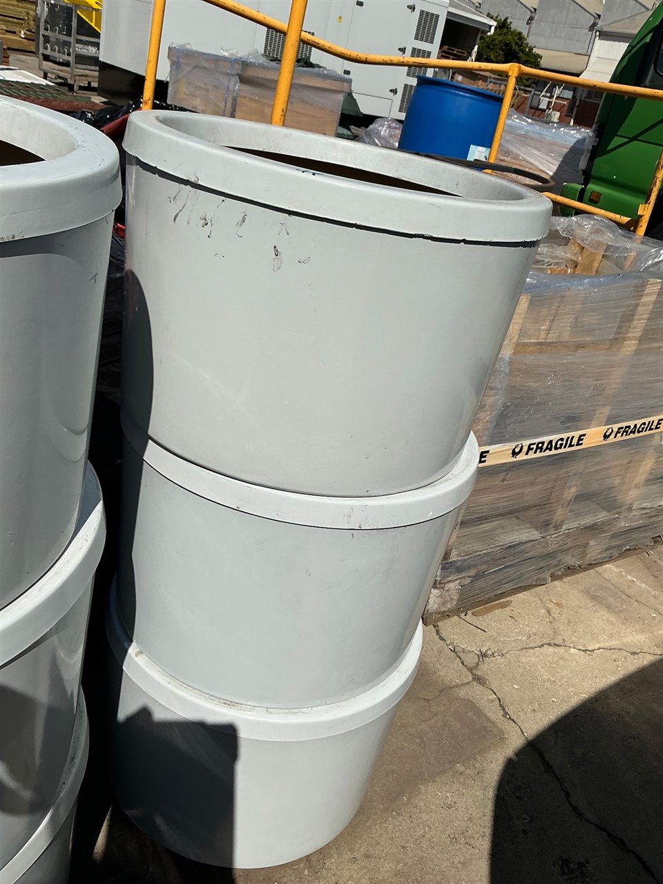 Pot Planters -Quantity of 3 - Round  Light Grey  Fibreglass  400 x 300 mm H