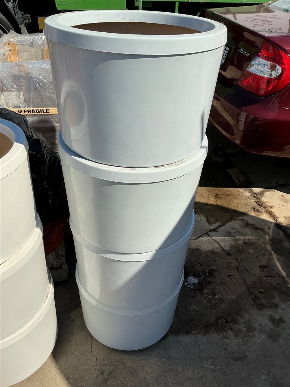 Pot Planters -Quantity of 4 -  Round  Light Grey  Fibreglass  400 x 300 mm H
