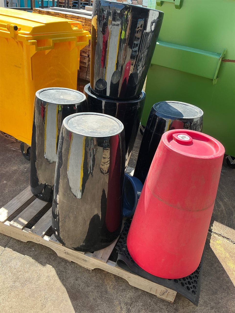 Quantity of 6 Tall  Fibreglass Plant Pots  450   x 720 mm H - Have Scratches