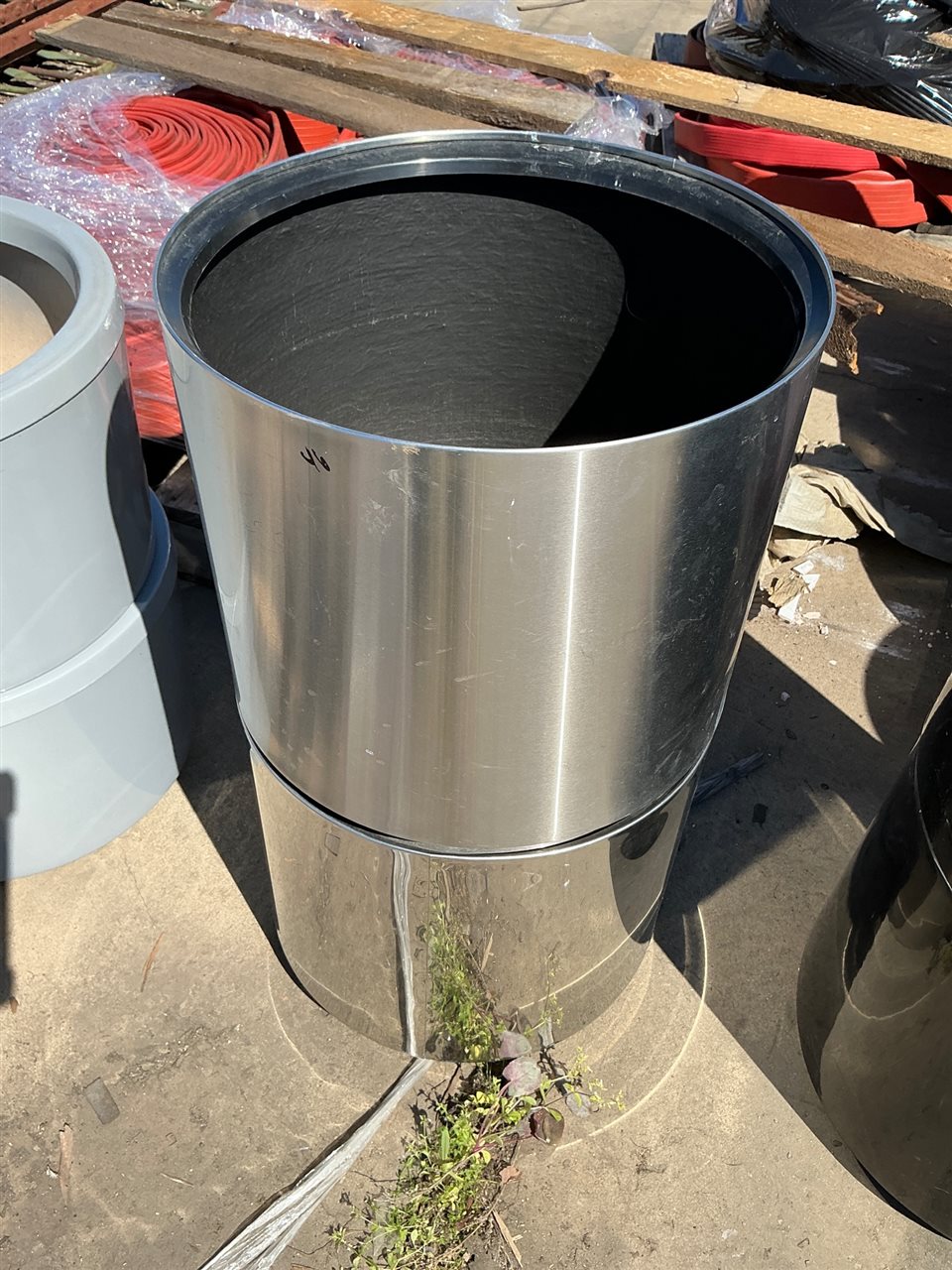 Pot Planters - Stainless Steel Outer - Plastic Inside -  Quantity of 2