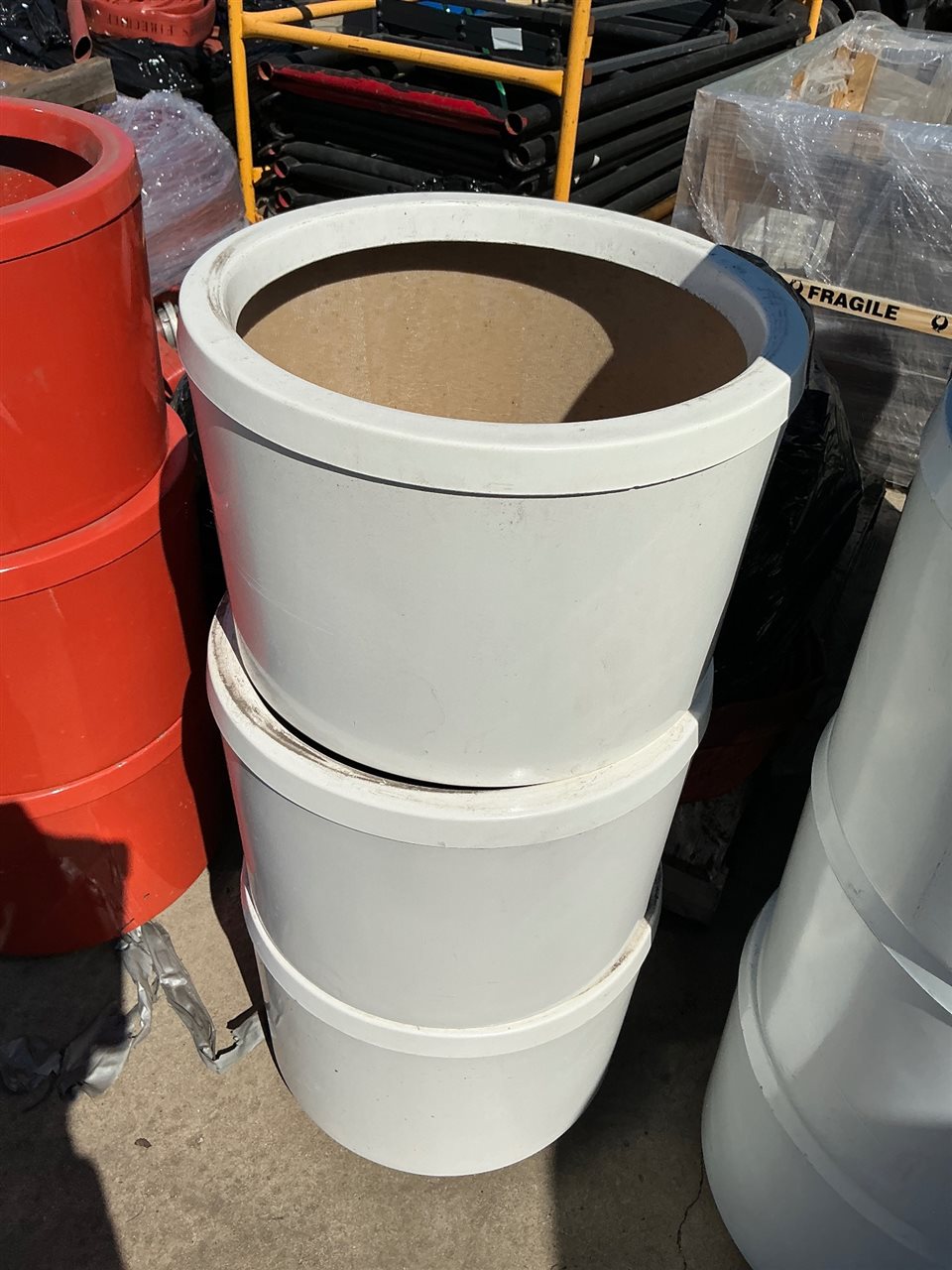 Pot Planters -Quantity of 3 - Round  White Fibreglass  400 x 300 mm H