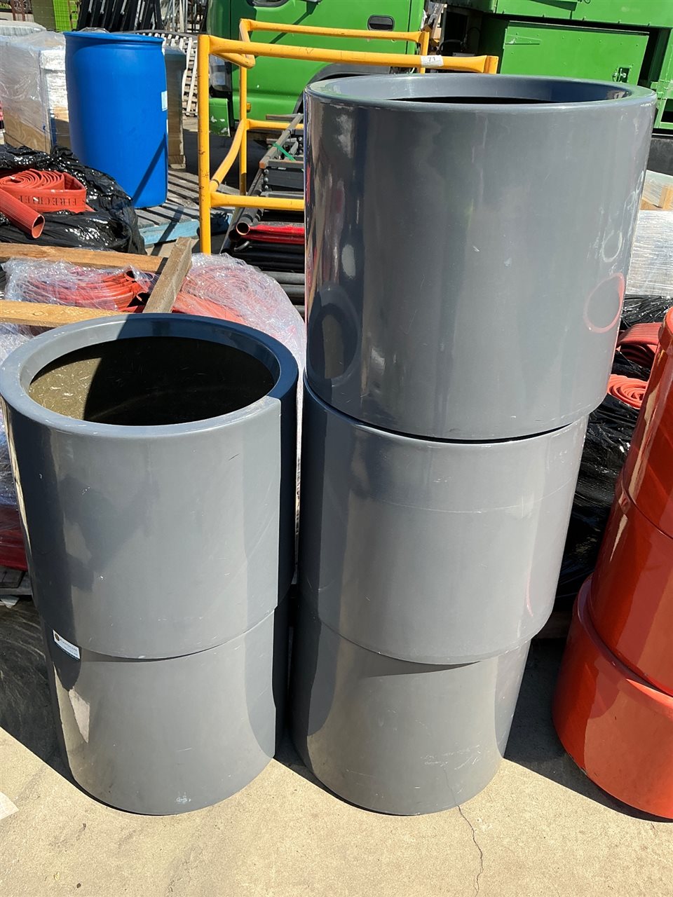 Pot Planters -Quantity of 5 -Round Grey  Fibreglass  450 x400 mm H