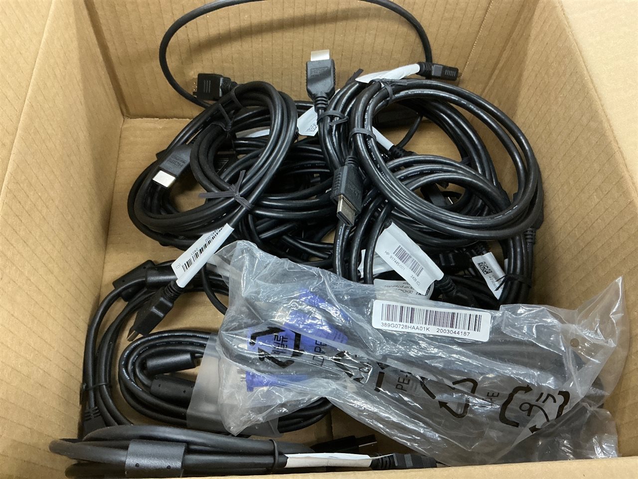 Box of USB A and HDMI Leads, Appears New