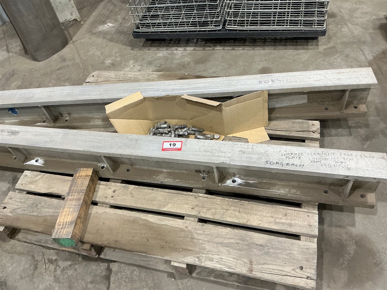Aluminium Surface Plates/Straight Edges x 2, 50kg Each, 2000mm L x 100mm W x 190mm H (Located At Wingfield)