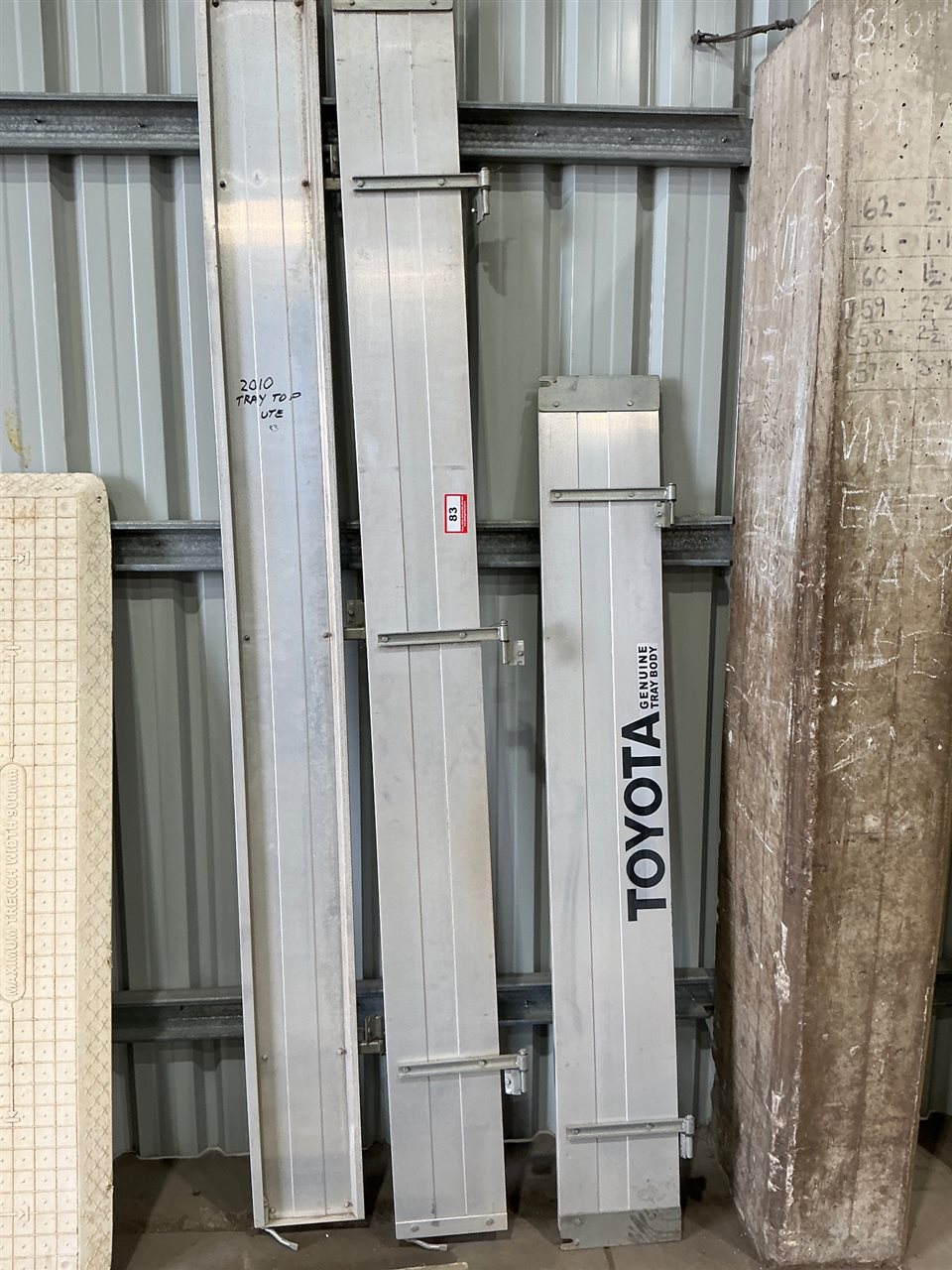 Set of Genuine Toyota Aluminium Tray Top Sides, Came Off 2010 Toyota Hilux (Located at Wingfield)