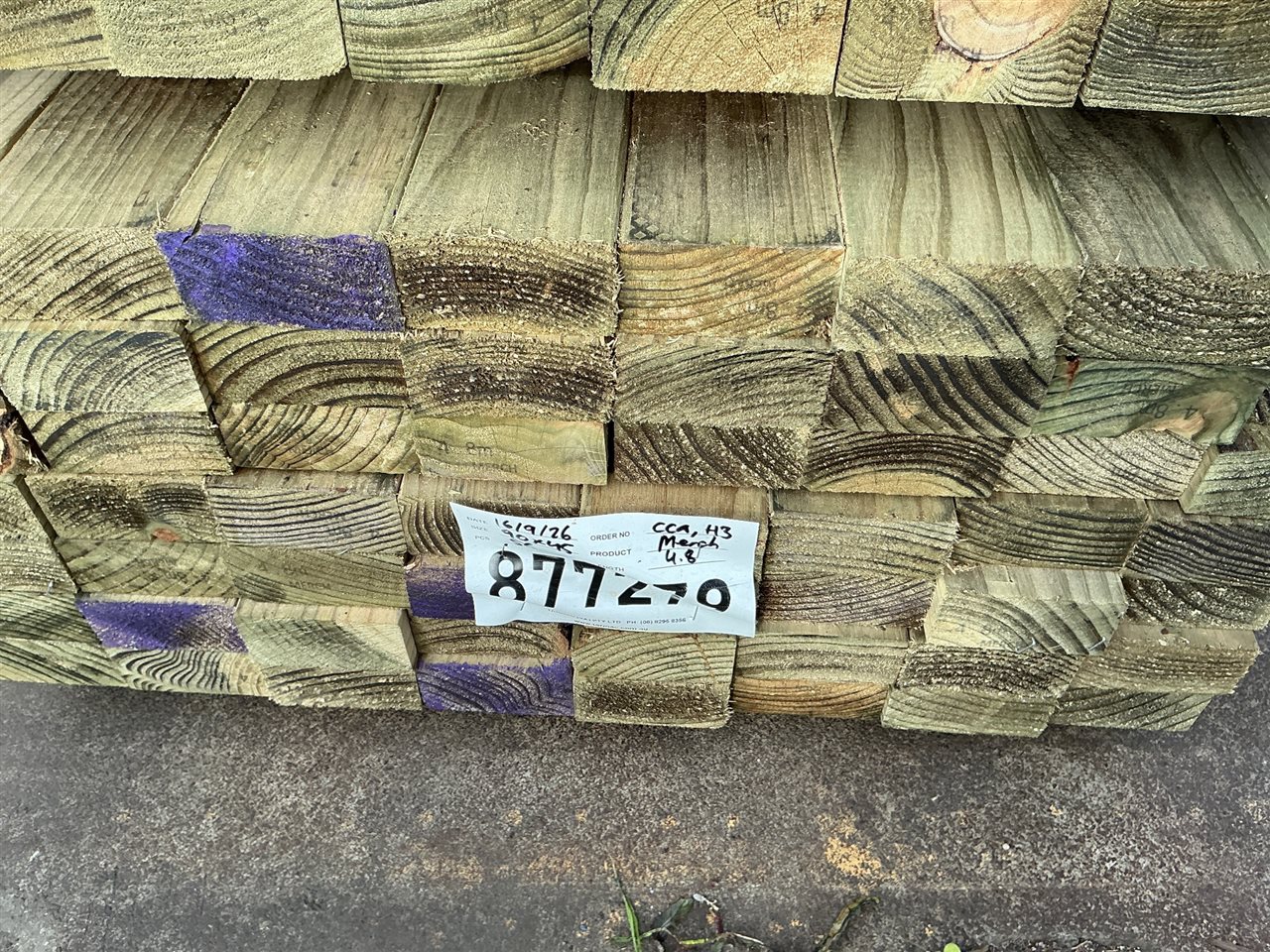 90 x 45, CCA Treated Pine, Merch, 56 pcs @ 4.8 M, 268.8 Lin Metres Total Pk 877279