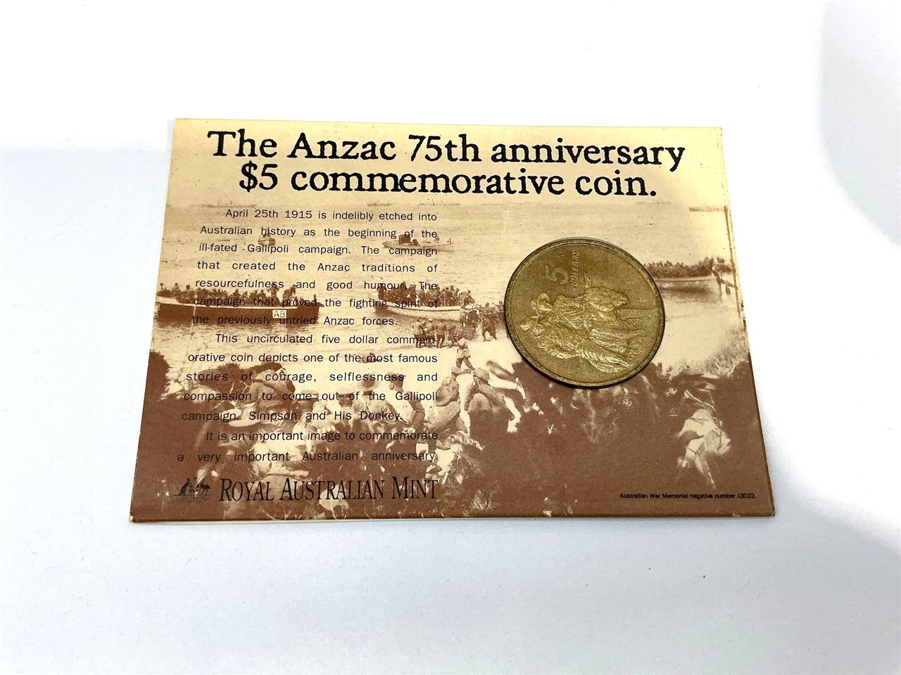 The Anzac 75th Anniversary $5 Commemorative Coin