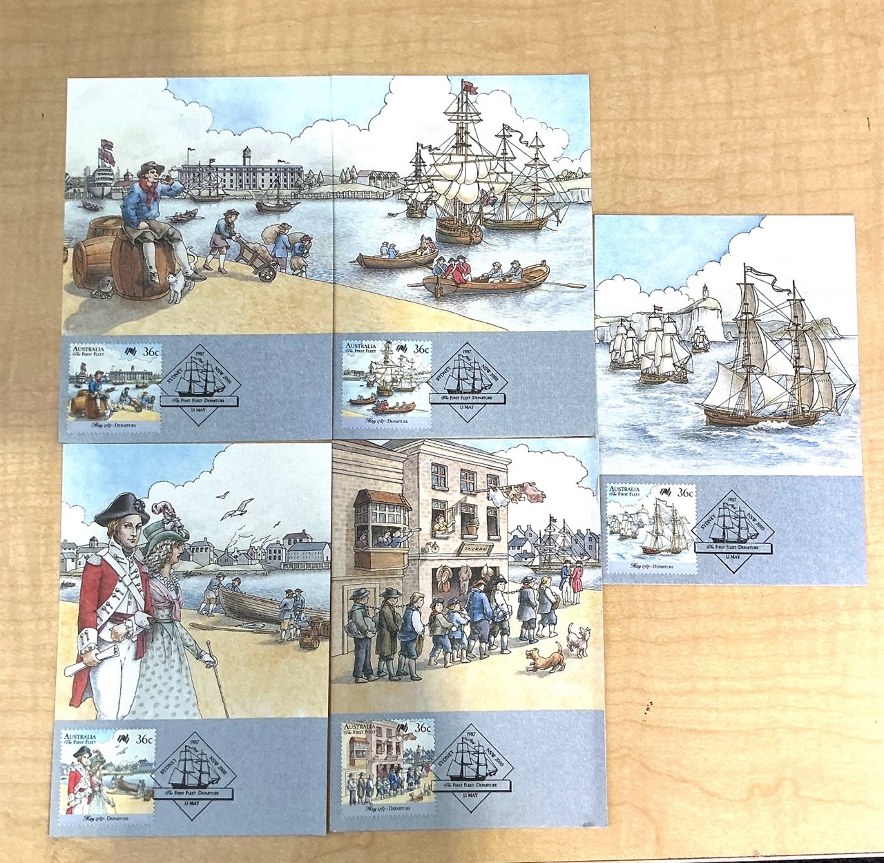 "The First Fleet Departure: May 1787" - Quantity of 6 Prepaid Post Cards