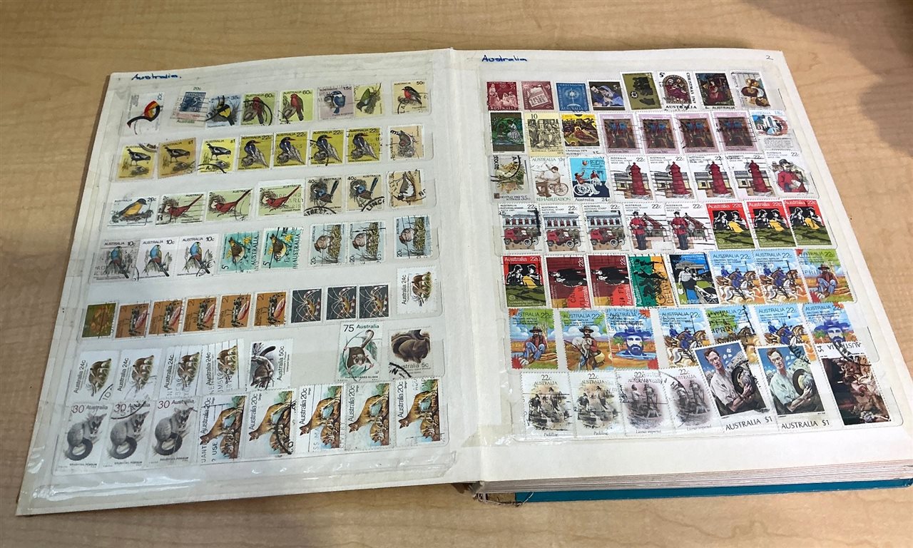 Worldwide Stamp Collection – Australia, GB, Europe & More "Sold As Is - Book Damaged"
