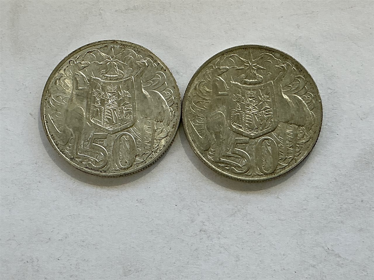 Australian 1966 Round 50 Cent Coins- Quantity of 2 "Elizabeth II Australia 1966".