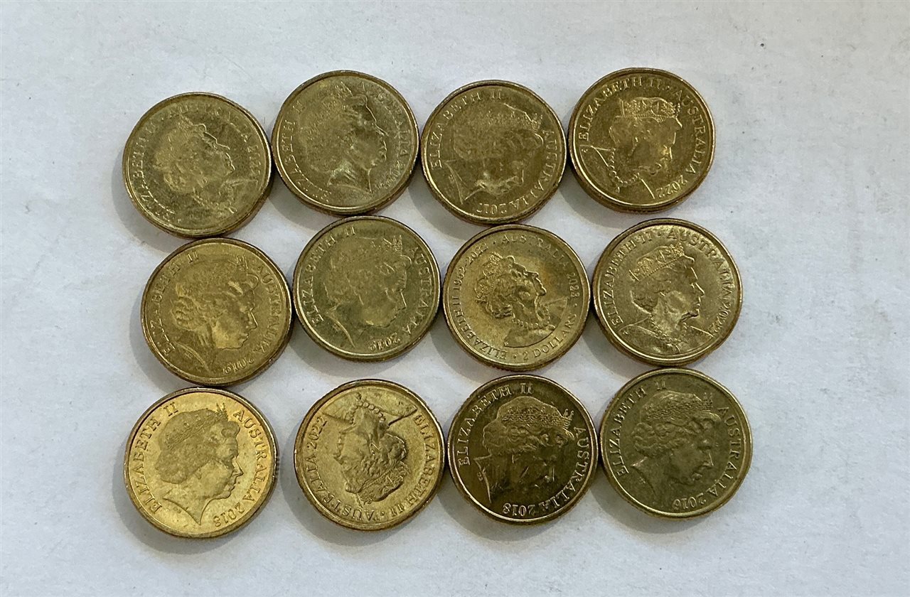 Australian Two Dollar Coins - Quantity of 12
