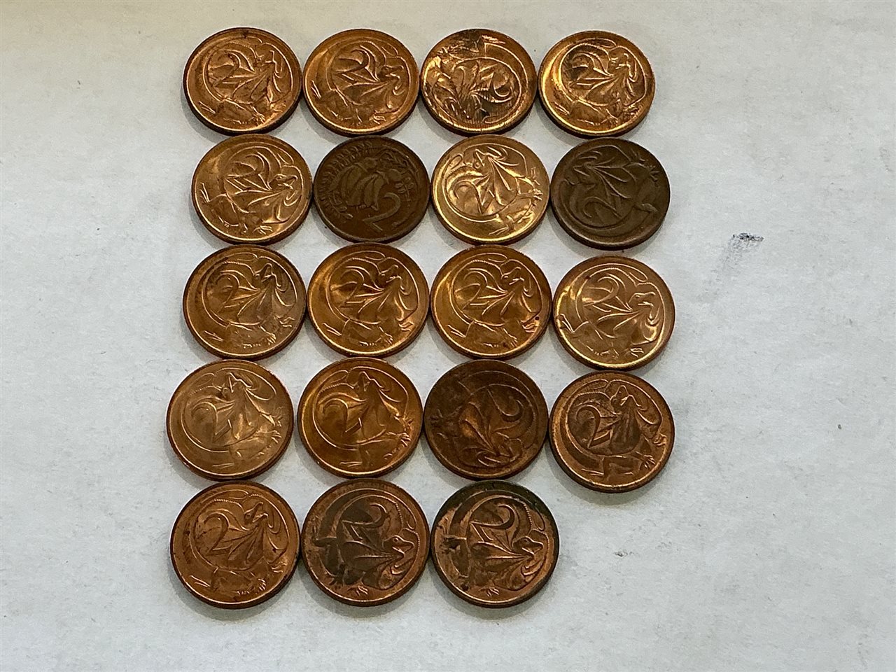 Australian 2 Cent Coins – Quantity Of 19 (Including 1 New Zealand)