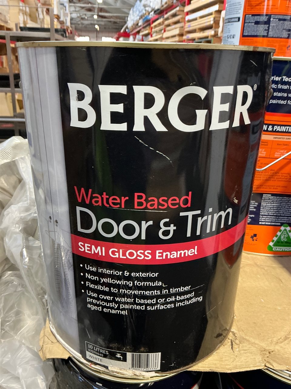 Berger Door & Trim Enamel - Semi Gloss White -  Water Based  -10 Litre
