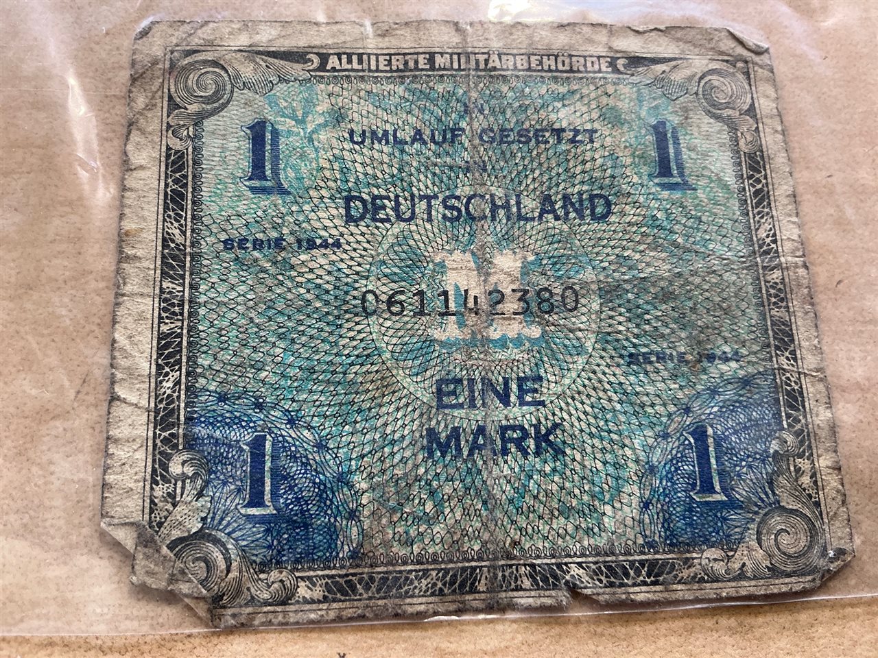 Germany 1 Mark Allied Military Currency –  1944
