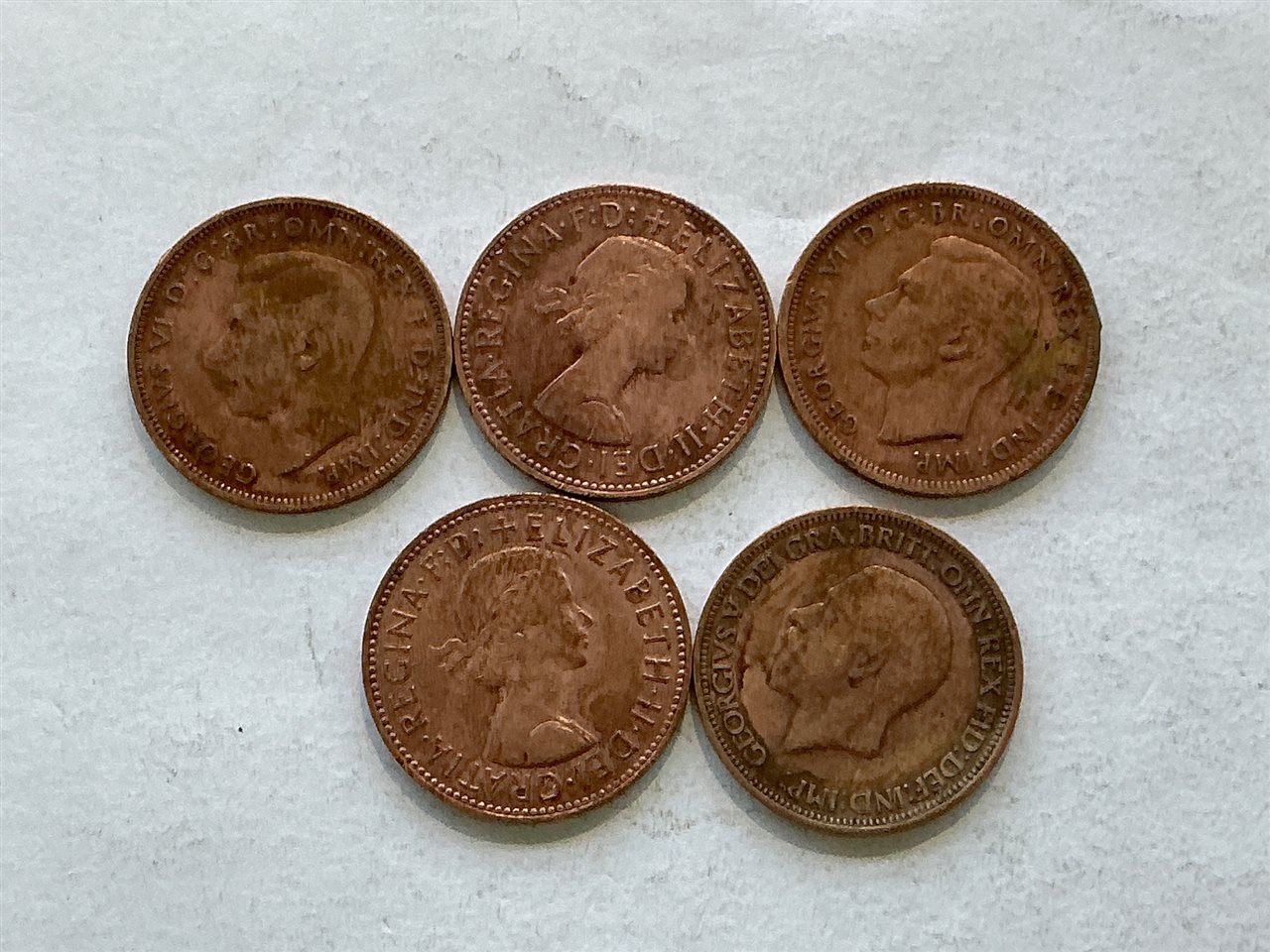 English Half Pennies - Quantity of 5