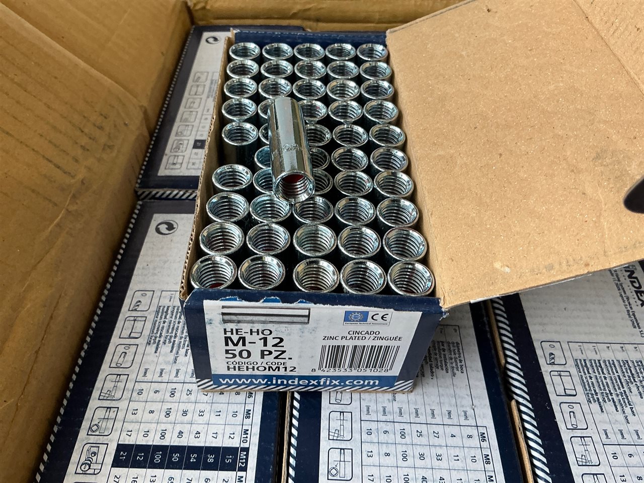 Concrete Anchors - Zinc Plated - Packet of 50 - M12 - Index - Type HE-HO - sold per packet of 50 pces.