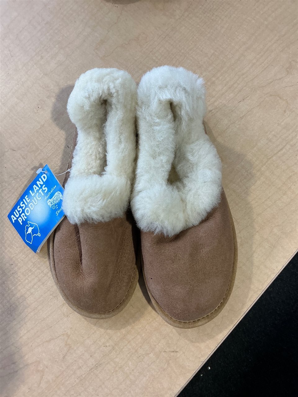 Slippers Size 5, Leather Upper, Synthetic Sole, Chestnut