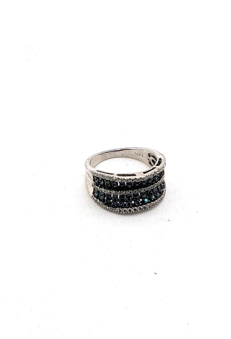 Blue & White Diamond Ring 14ct White Gold Thumbnail
