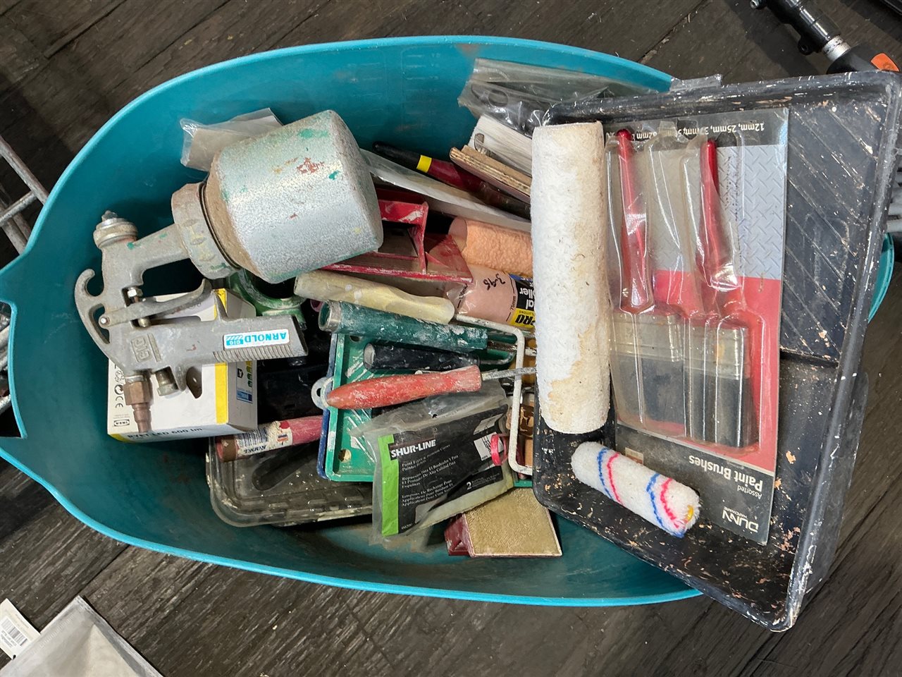 Quantity of Paint. Brushes., Rollers and Spray Gun.