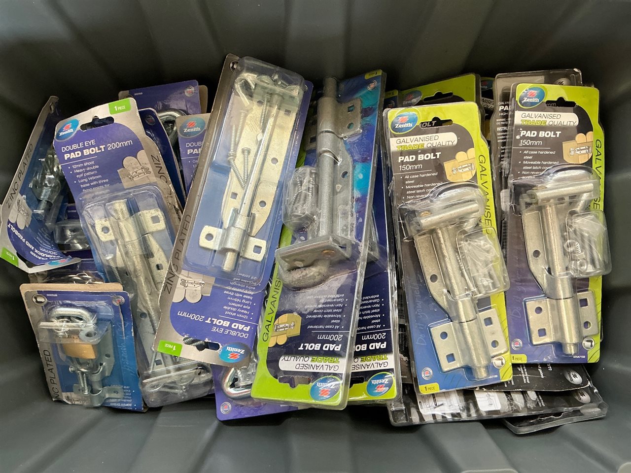 Pad Bolts ,- Tub of 35  - Asstd Sizes Galv. & Zinc