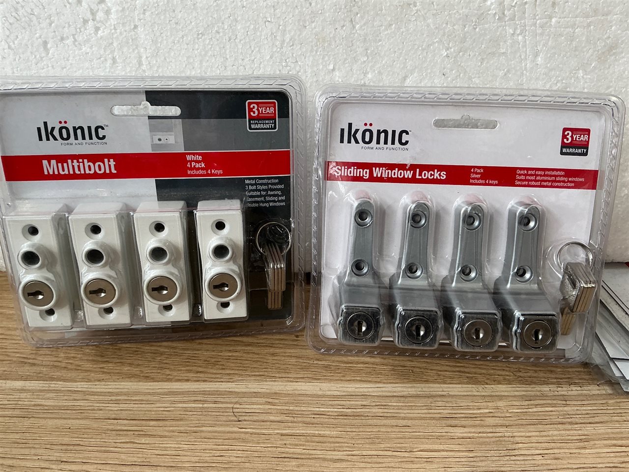 Window Locks -Quantity 2 Sets - 1x Silver / White