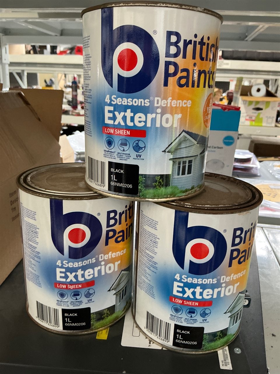 British Paints -Exterior 4 Seasons -Quantity of 3 Cans @ 1 Litre Black