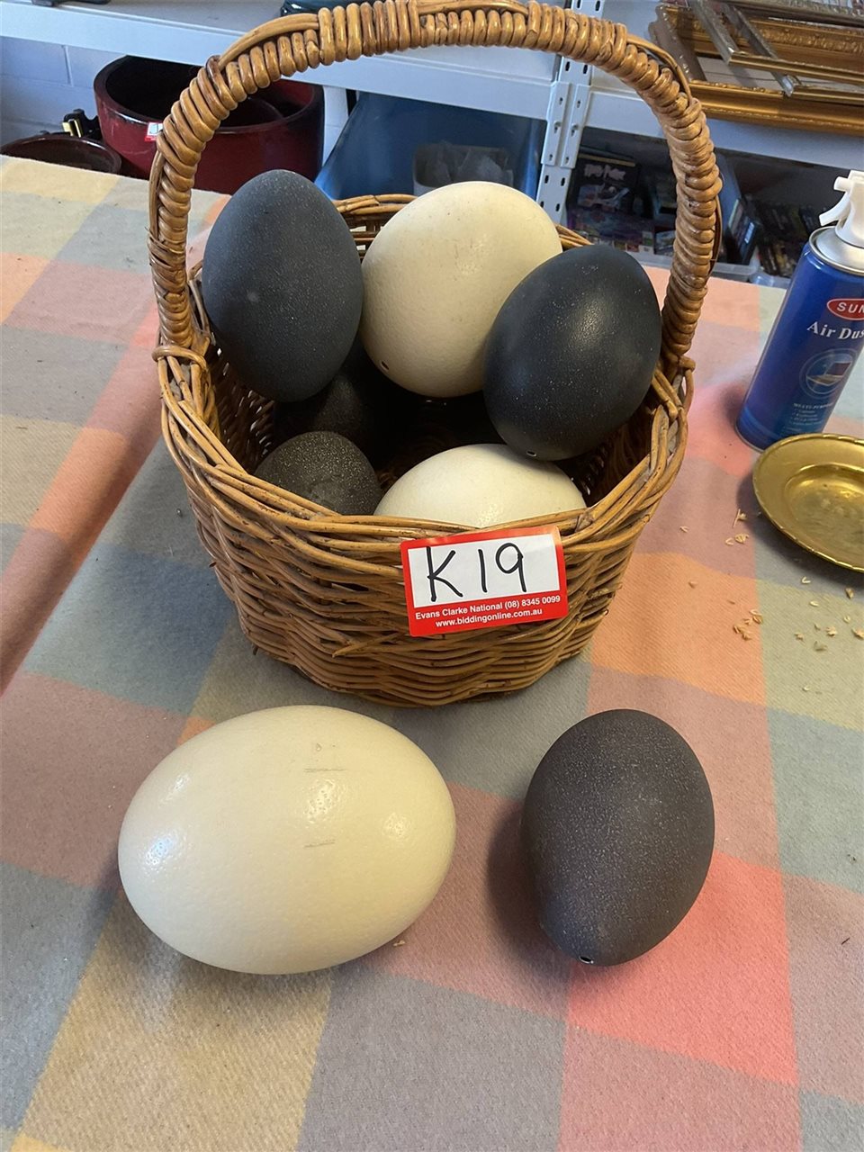 Basket Of Emu And Ostrich Eggs