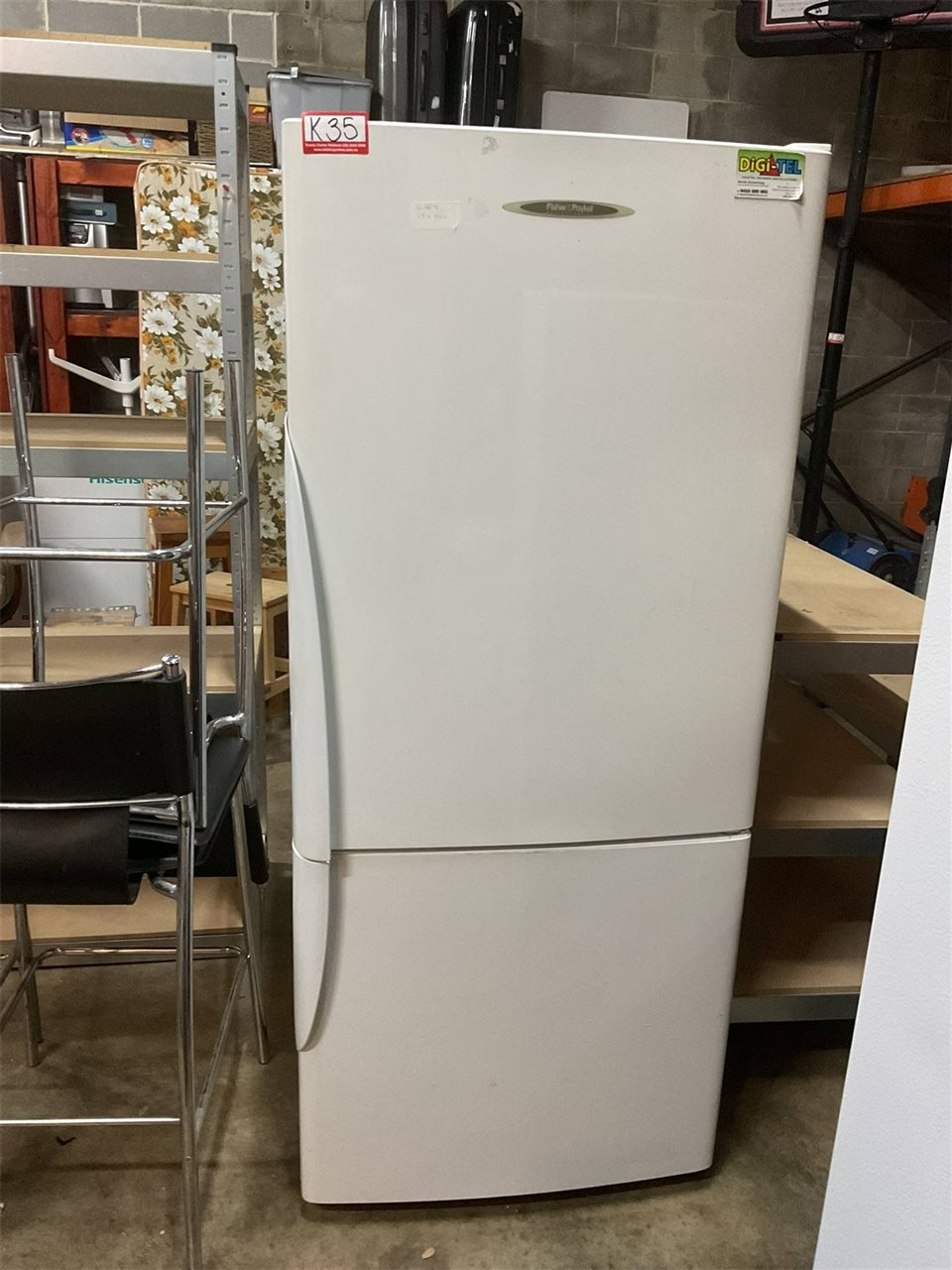 Fisher And Paykel Fridge Freezer 1.6 M High X 69 Cm Wide X 66 Cm Deep, Not Tested "Sold As Is"