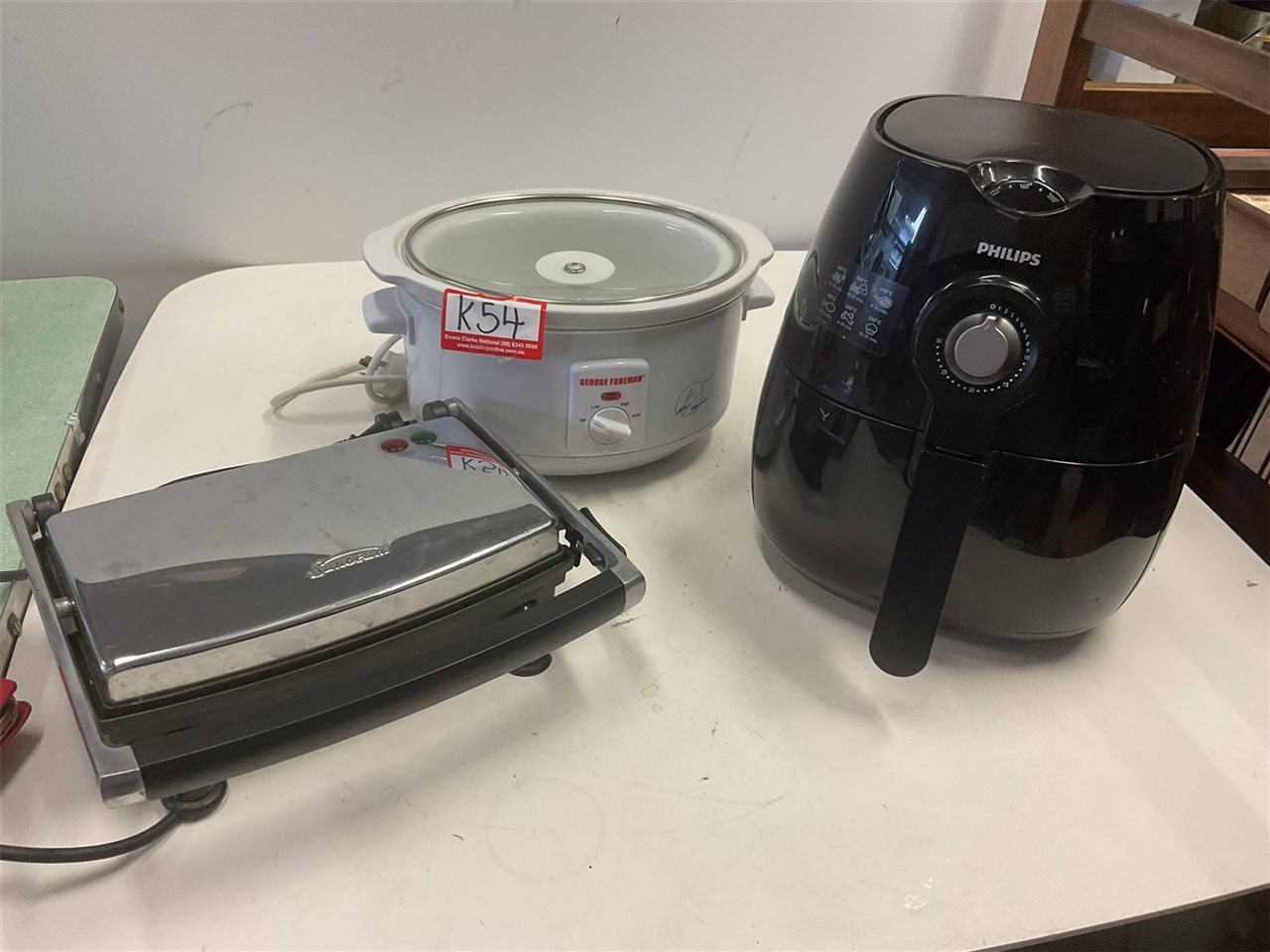 George Foreman Slow Cooker, Philips Air Fryer HD9220 And Sandwich Maker, Not Tested "Sold As Is"