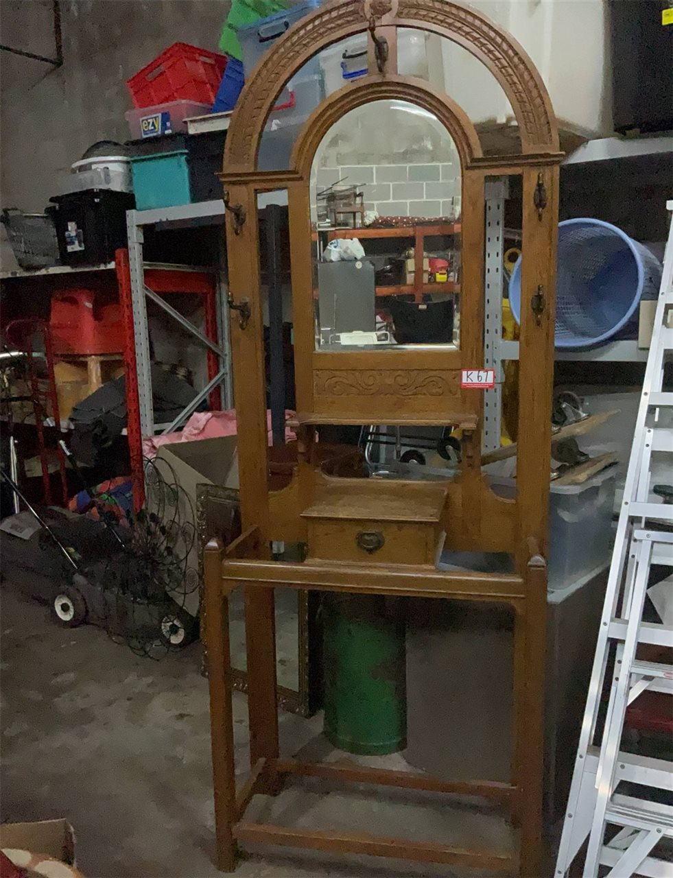 Vintage Timber Hall Stand 98 Cm High X 77 Cm Wide X 33 Cm Deep