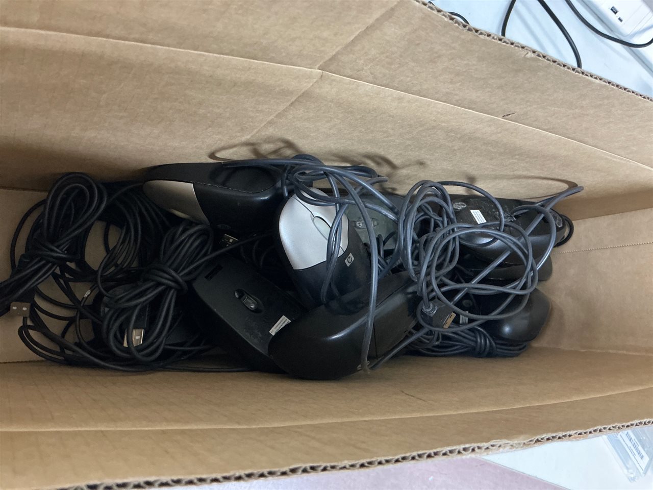 Box of HP USB Mice, Used