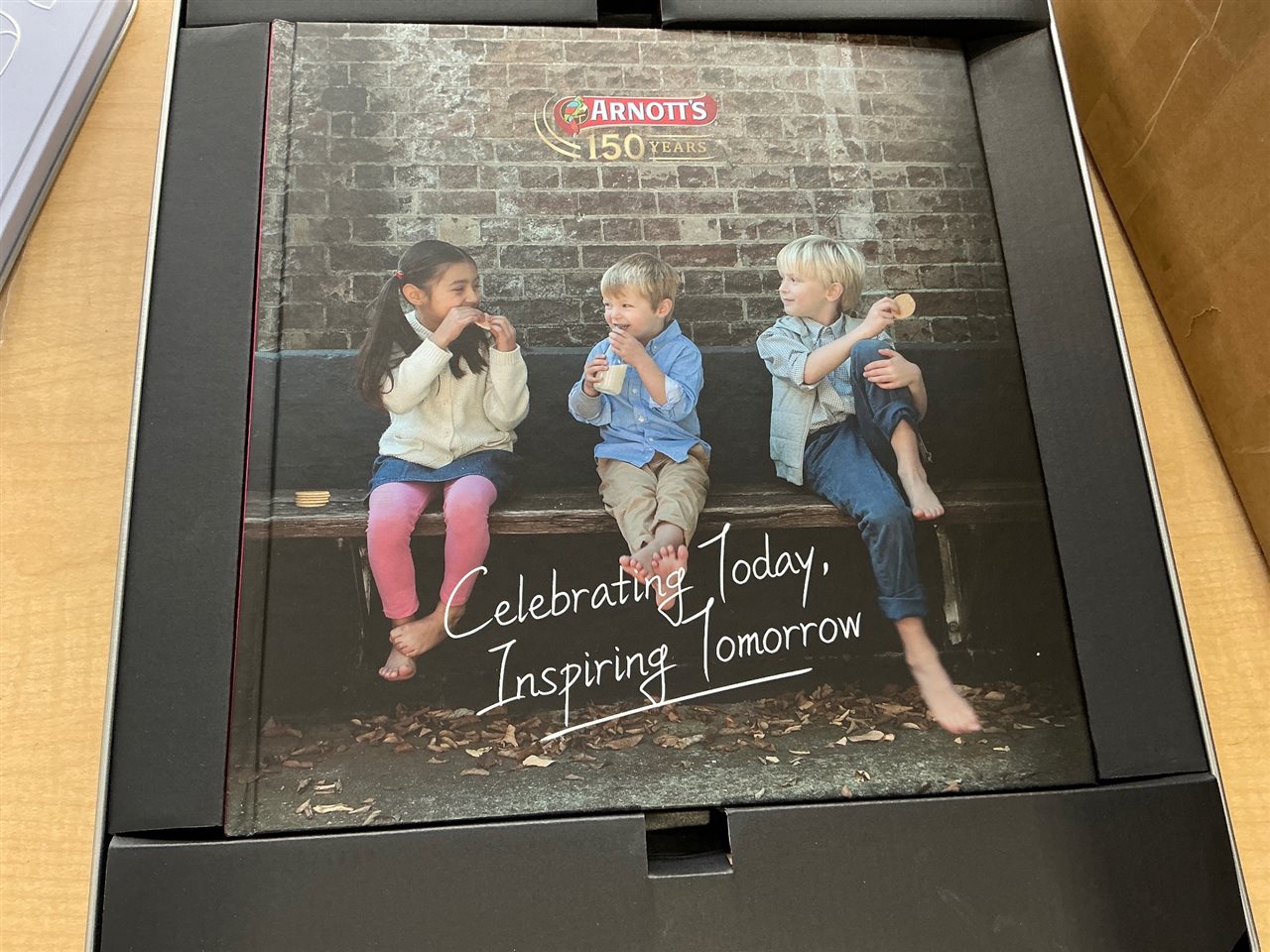 Arnott's 150 Years Commemorative Book and Embossed Tin