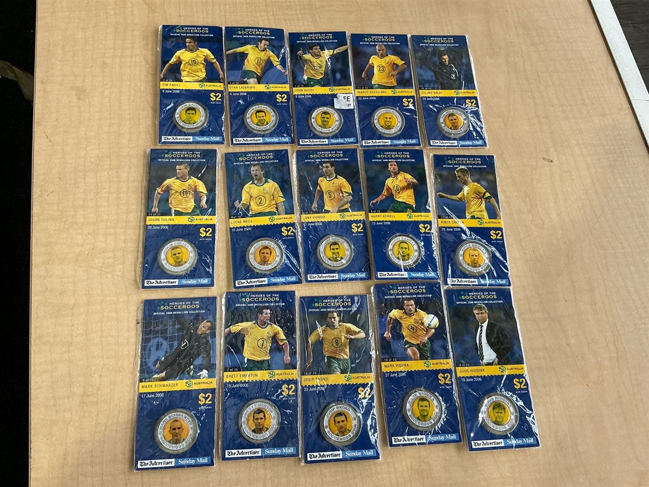 Heroes of the Socceroos 2006 Medallion Collection, Complete Set of 15, Carded