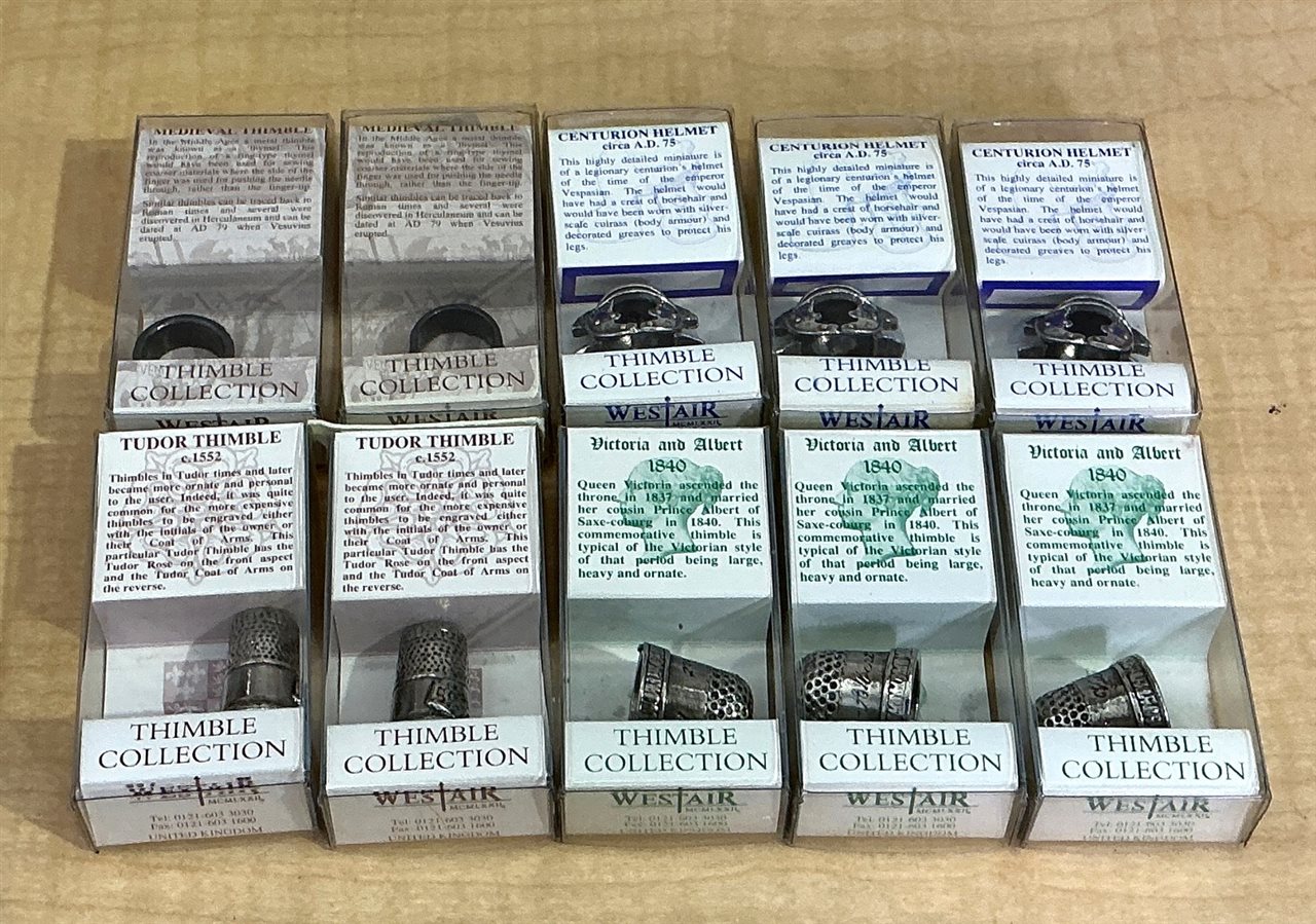 Westair "Thimble Collection" Boxed Reproduction Thimbles (Qty 10)