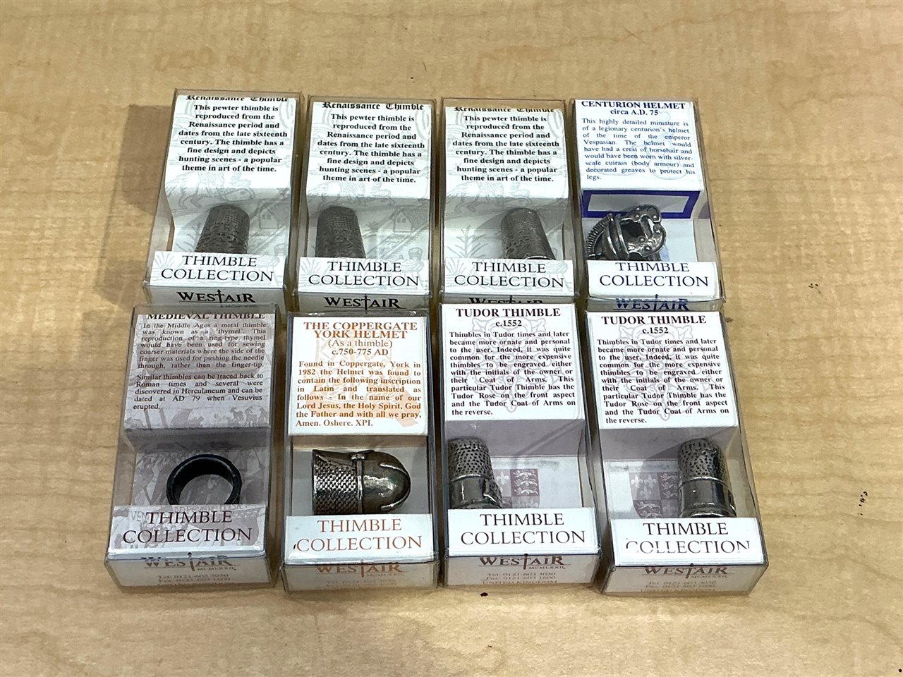 Westair "Thimble Collection" Boxed Reproduction Thimbles (Quantity 8)