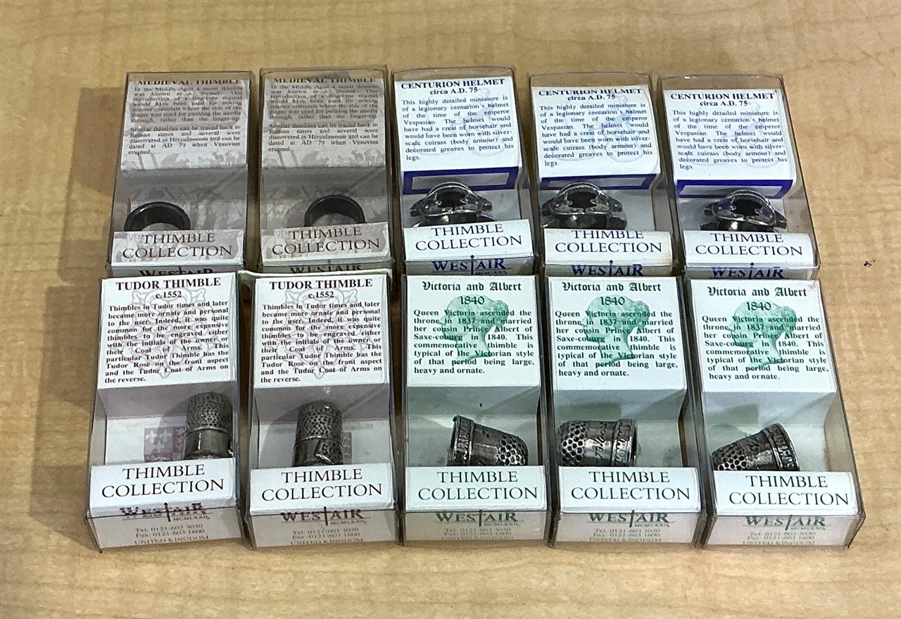 Westair "Thimble Collection" Boxed Reproduction Thimbles (Qty 10)
