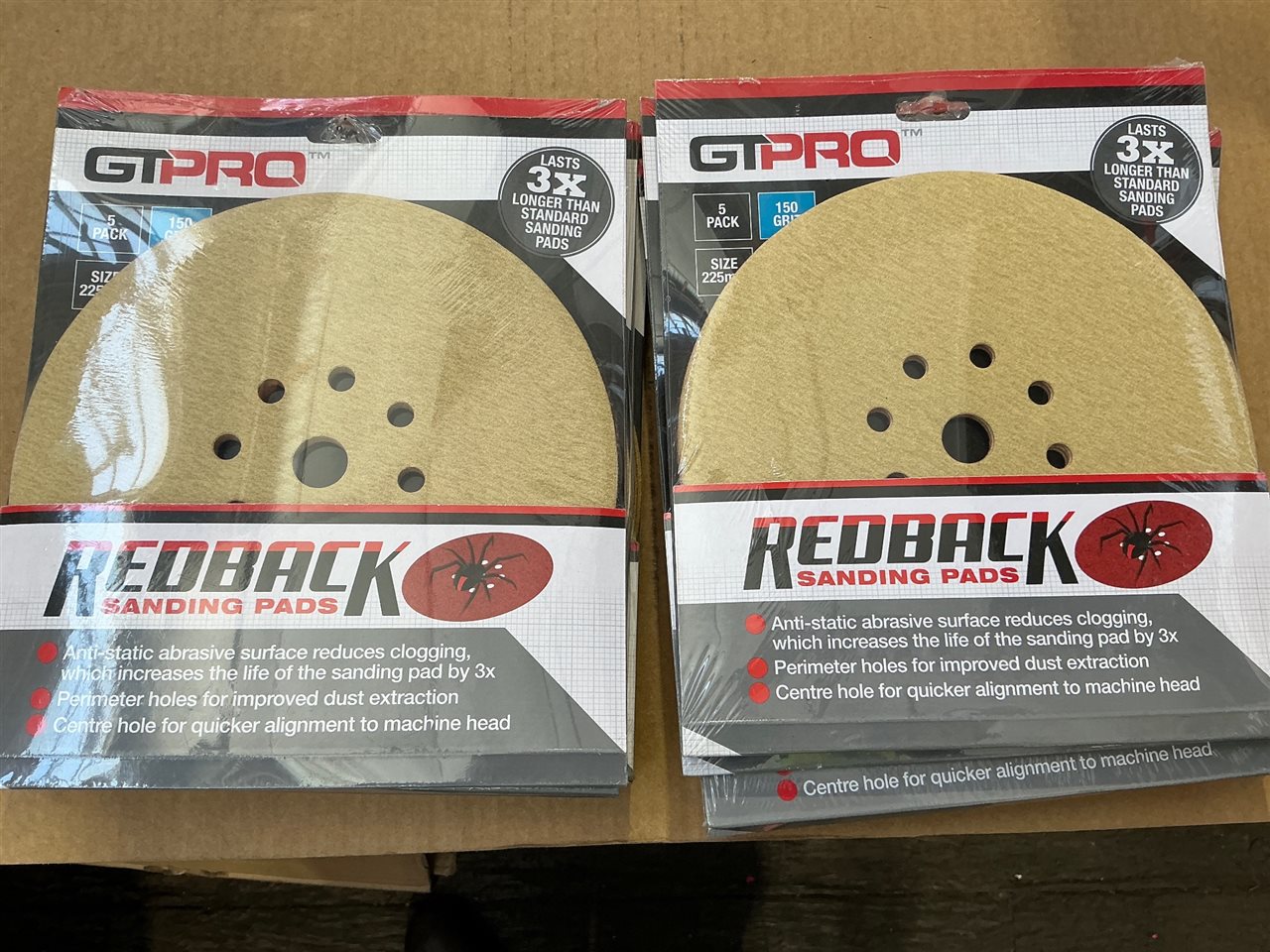 Sanding Pads -225 mm /150 Grit - Quantity of 10 Packs of 5