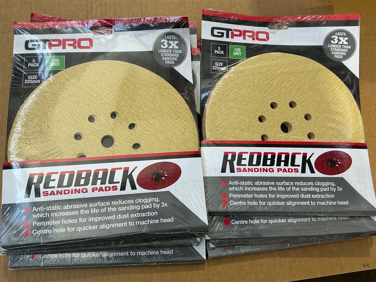 Sanding Pads -225 mm / 120 Grit - Quantity of 9 Packs of 5