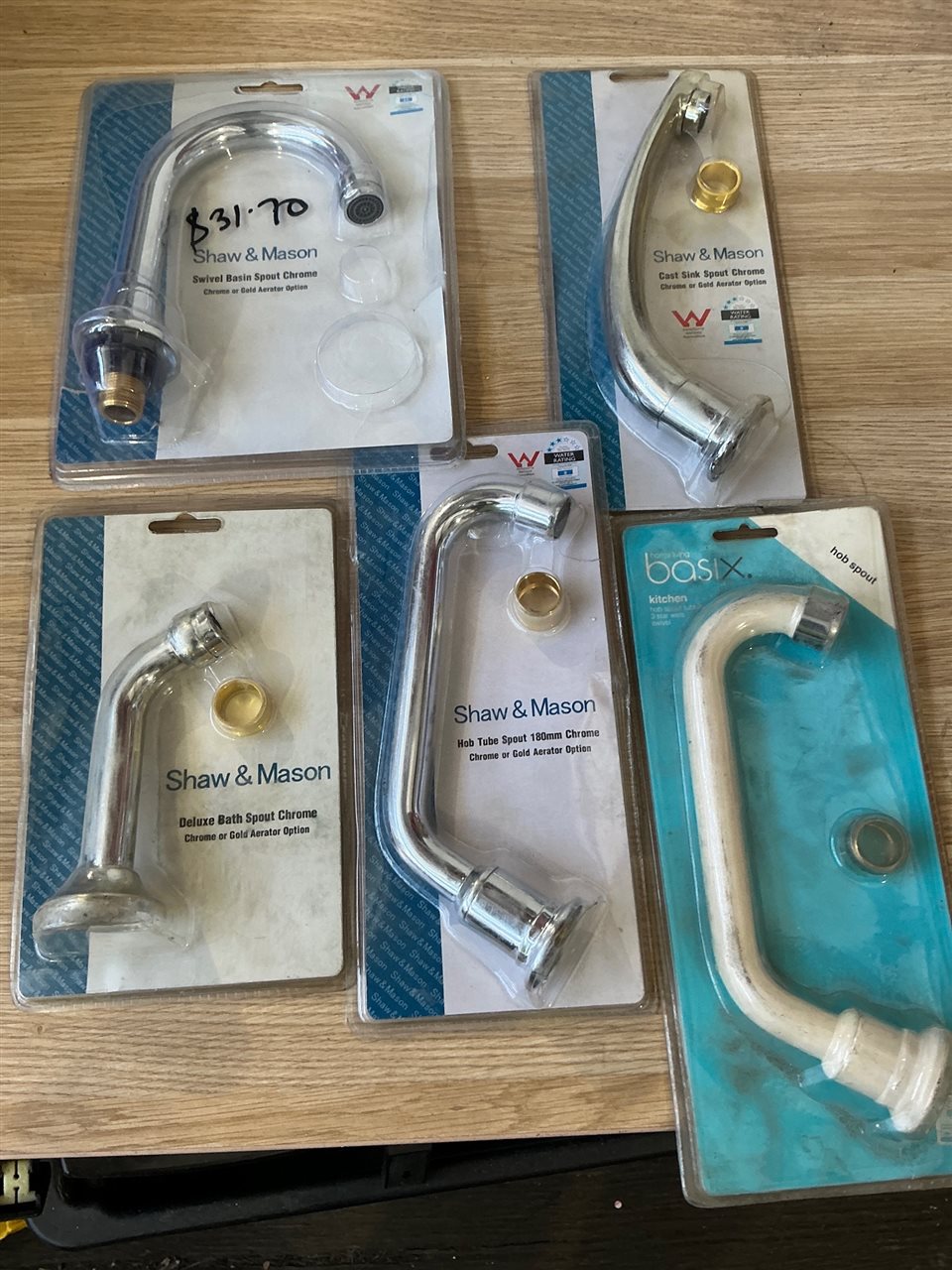 Bath & Basin Spouts  - Quantity of 6 -Asstd.