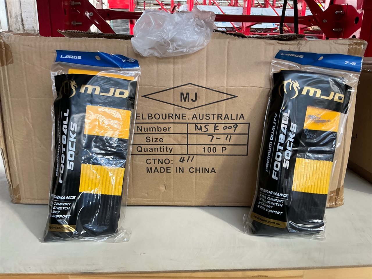 Foot Ball Socks - Carton of 100 Pair - Size 7 - 11 - Black / Yellow
