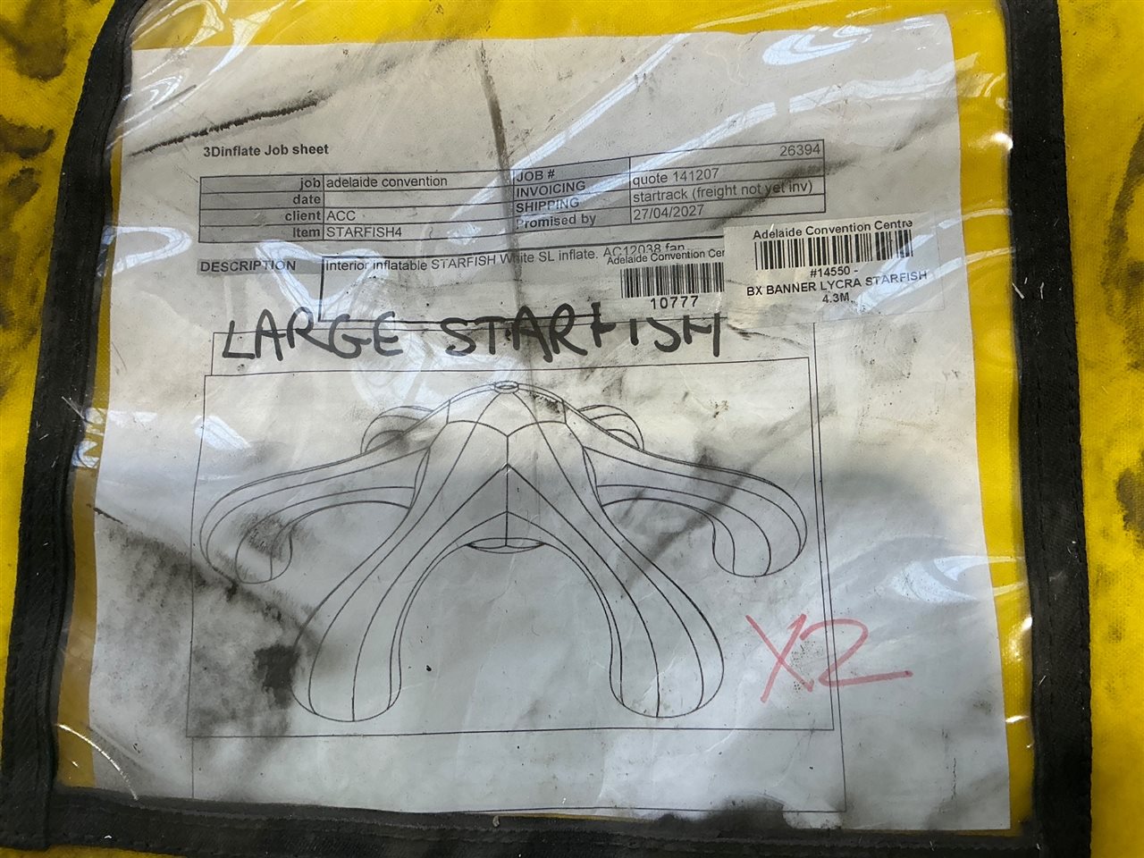 Interior Inflatable Star Fish, White, Lycra, 4.4m, Quantity of 2