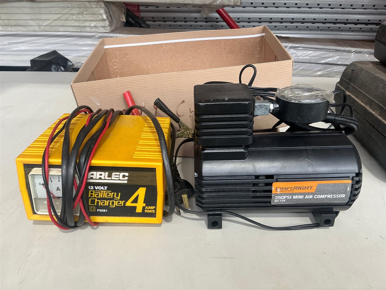 Battery Charger -12 Volt and 12. Volt Tyre Compressor
