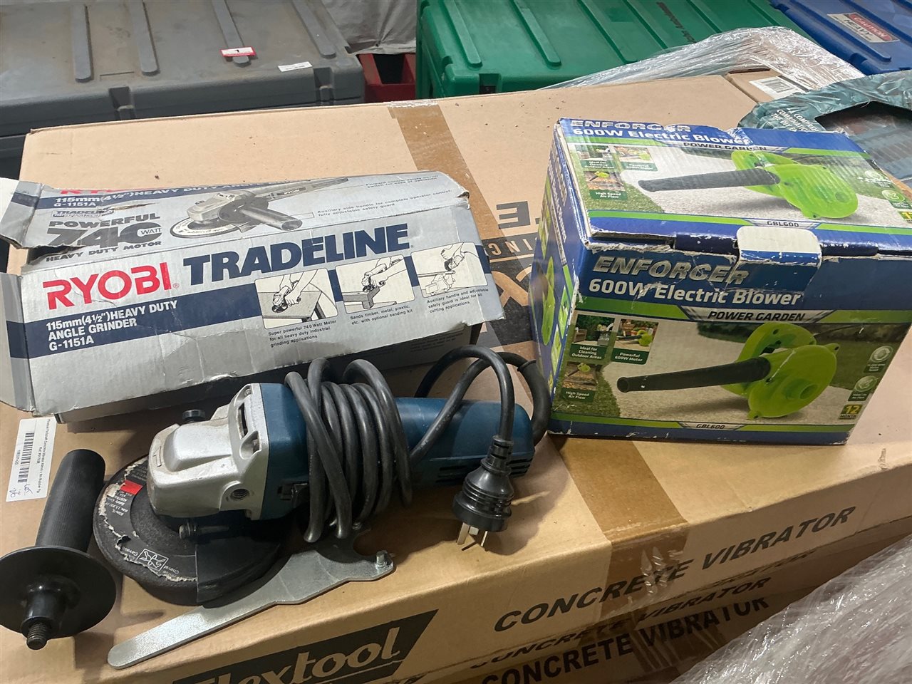 Ryobi Electric 115 mm Angle Grinder and Electric Garden Blower